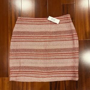 New NWT Banana Republic Red Skirt Striped Knit Knee Length Pencil Texture Size 0